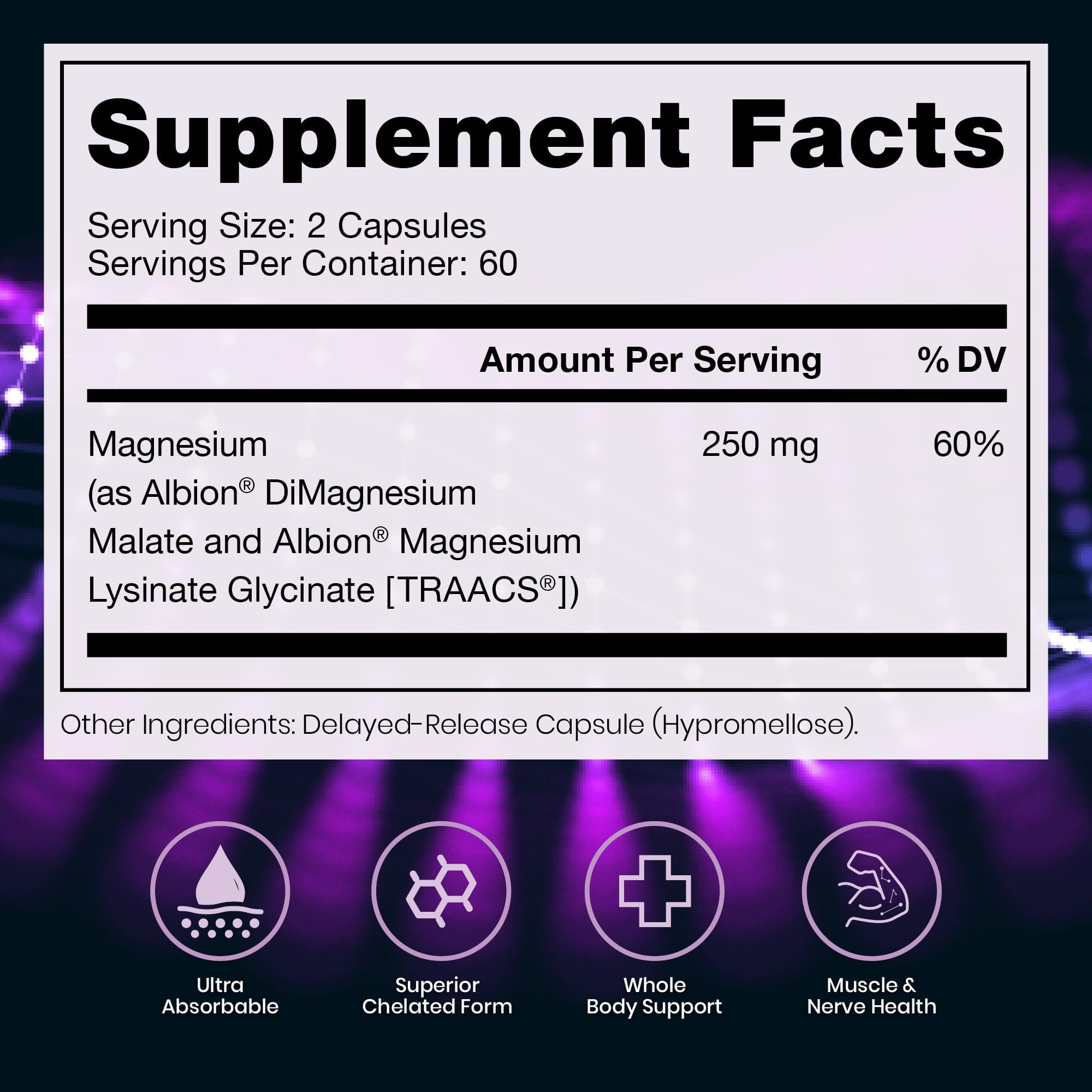 Pure Therapro Rx Optimum Magnesium 250mg capsules side view