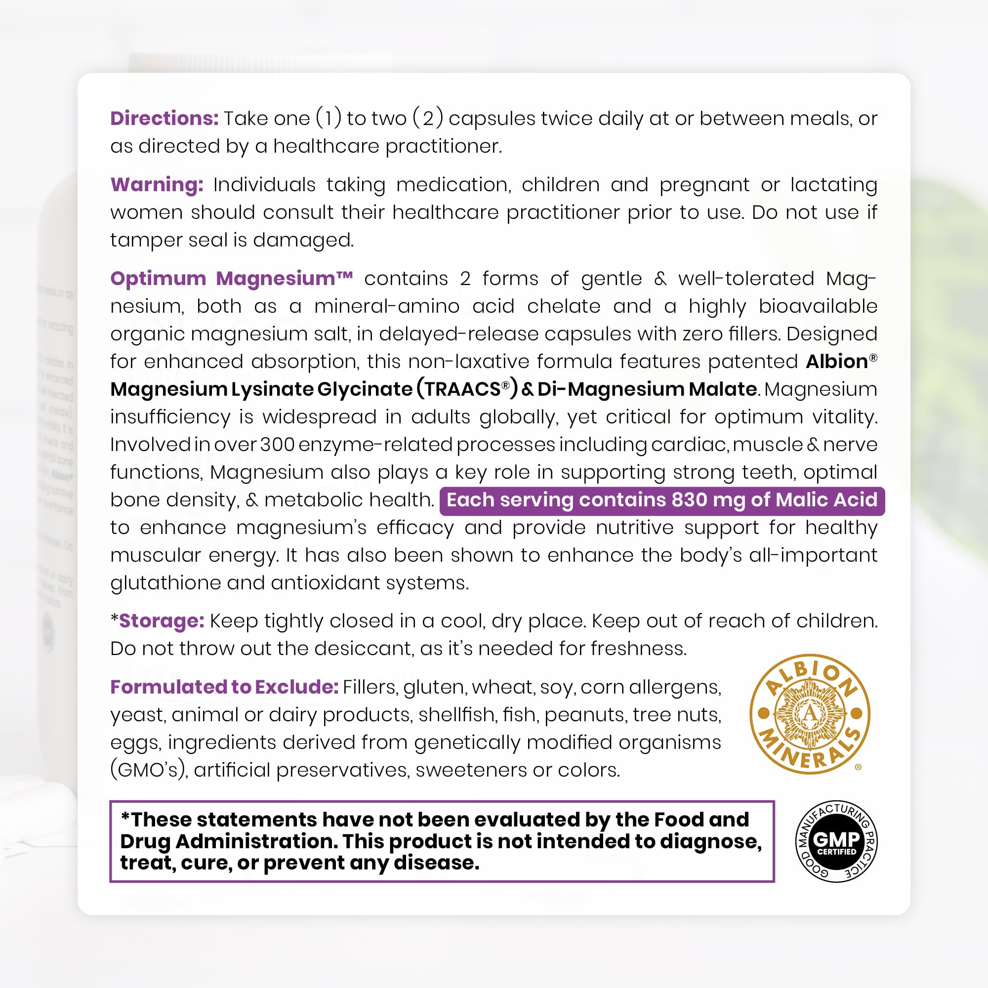 Pure Therapro Rx Optimum Magnesium 250mg capsules with measuring scoop