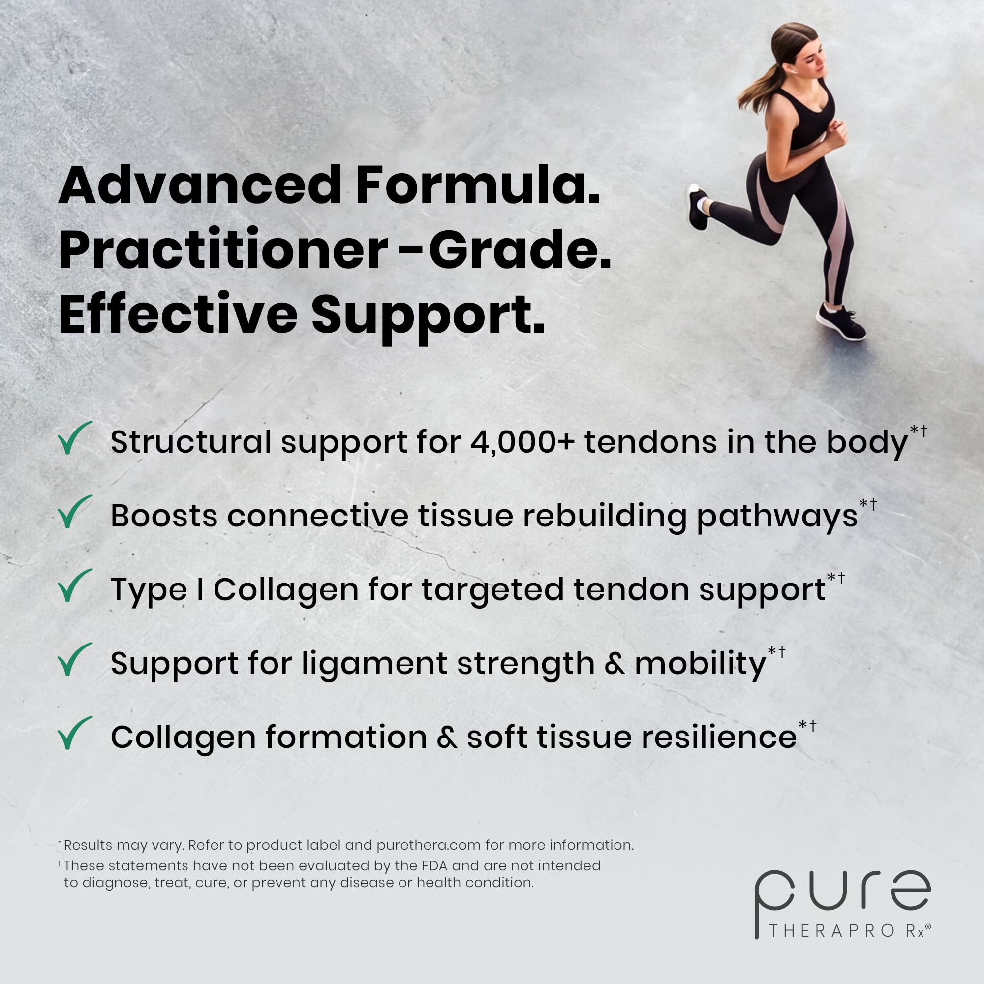 Pure Therapro Rx Tendopure capsules on a wooden surface