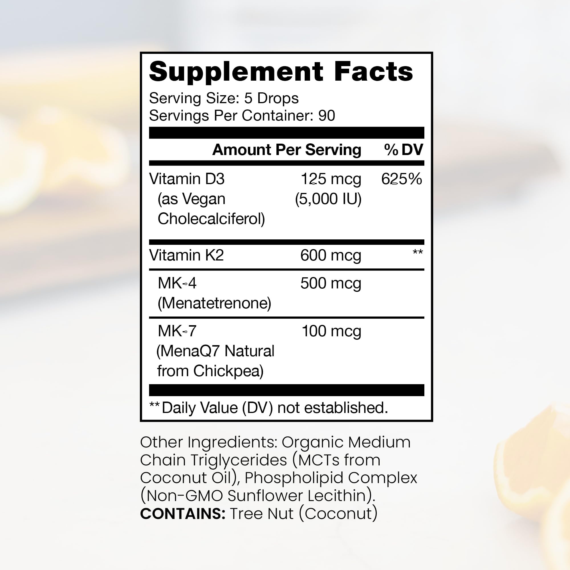 Pure Therapro Rx Vitamin D3 & K2 Liposomal Formula side view