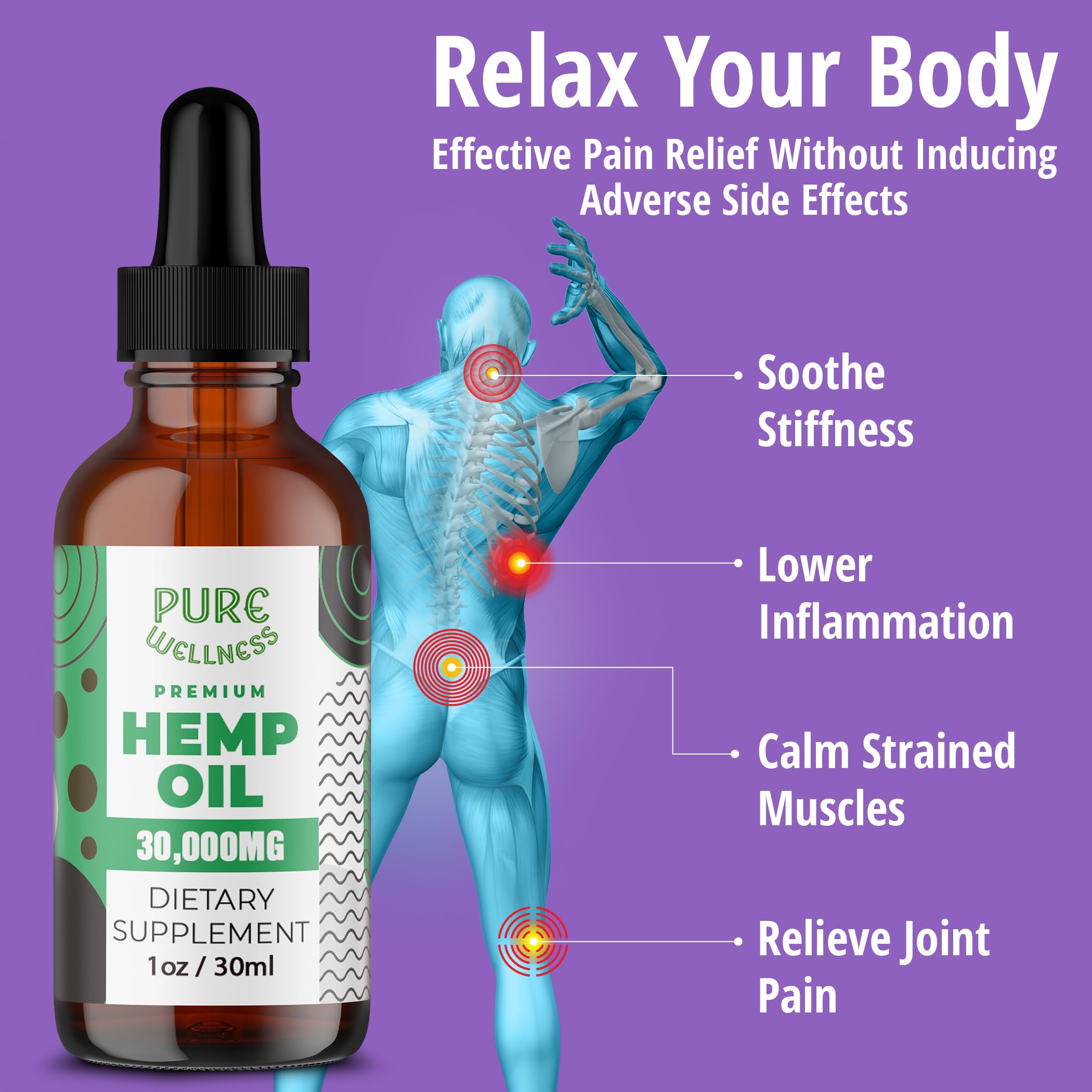 Pure Wellness Omega 3-6-9 Supplement 30,000mg packaging details