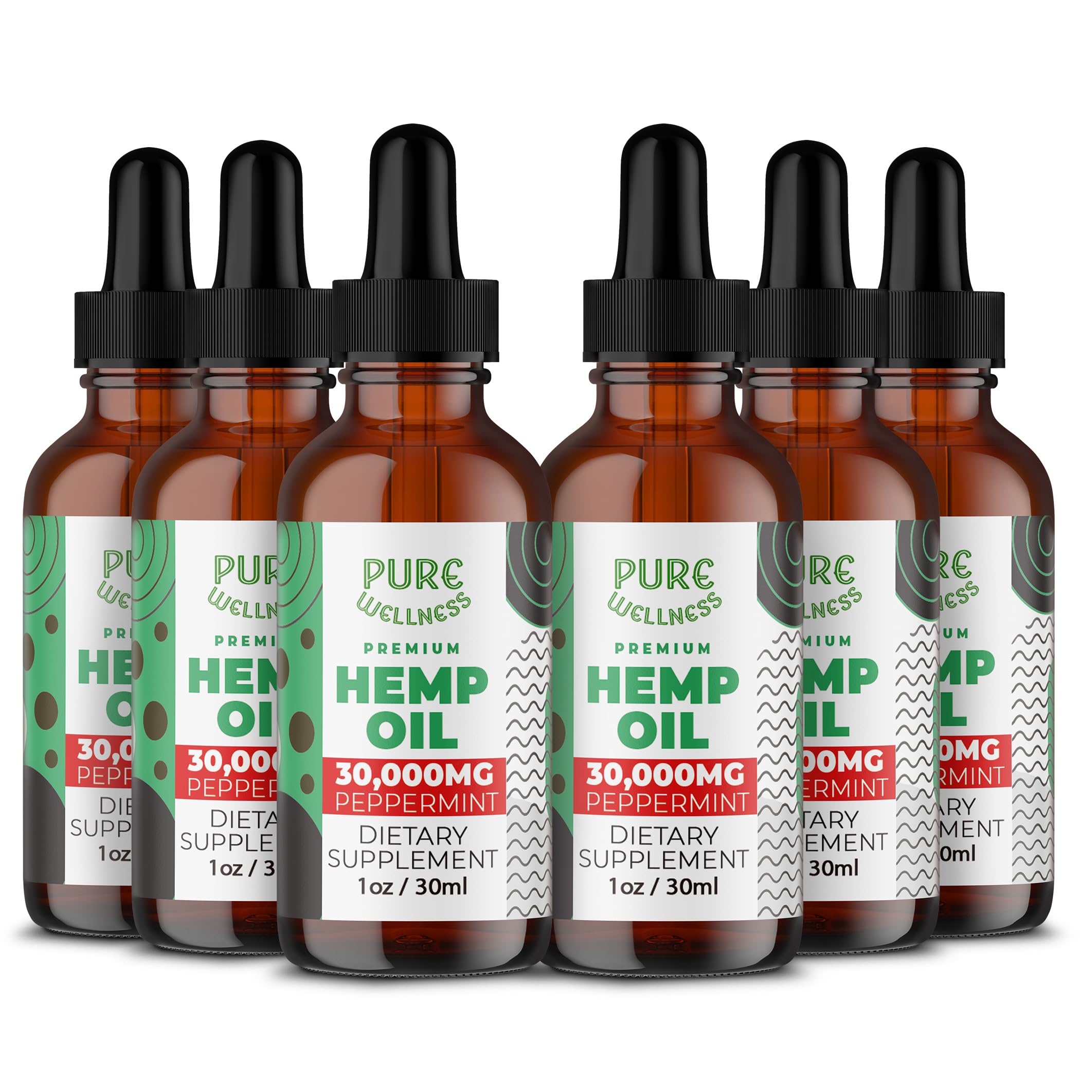 Pure Wellness Organic Hemp Seed Oil 30,000mg front view with peppermint flavour