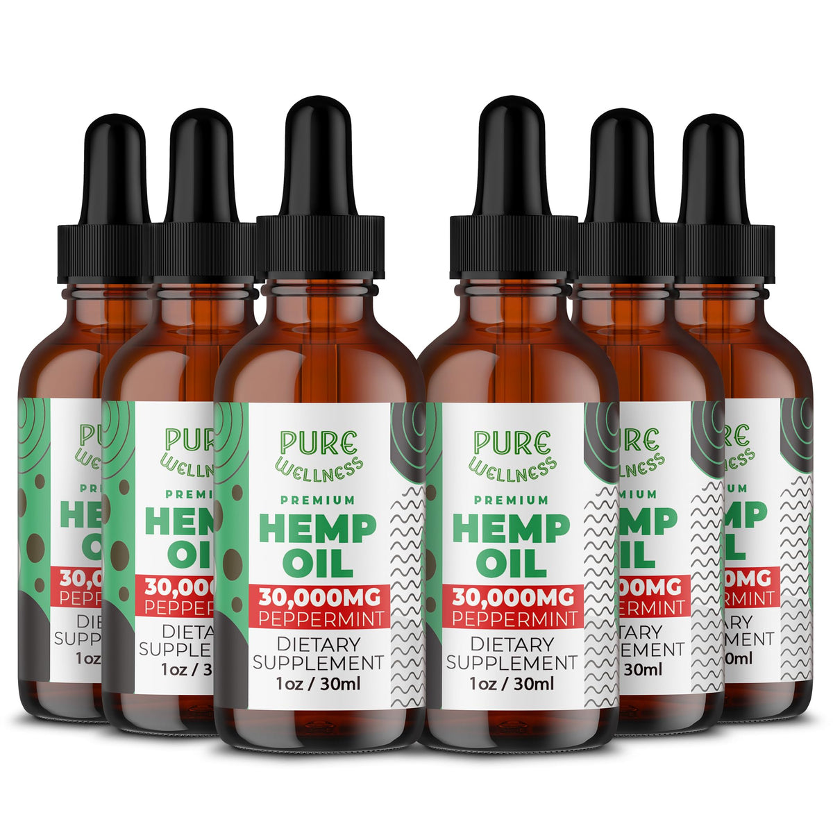Pure Wellness Organic Hemp Seed Oil 30,000mg front view with peppermint flavour