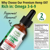 Pure Wellness Organic Hemp Seed Oil 30,000mg side view with dosage information
