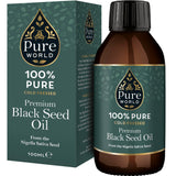 Pure World Black Seed Oil 100g front view in dark glass bottle