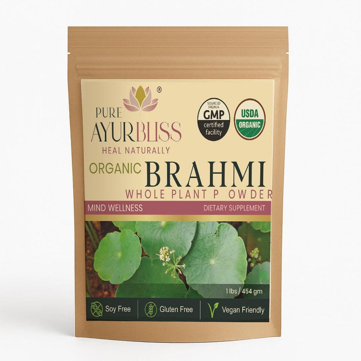 PureAyurbliss Bacopa Monnieri Herbal Supplement front view
