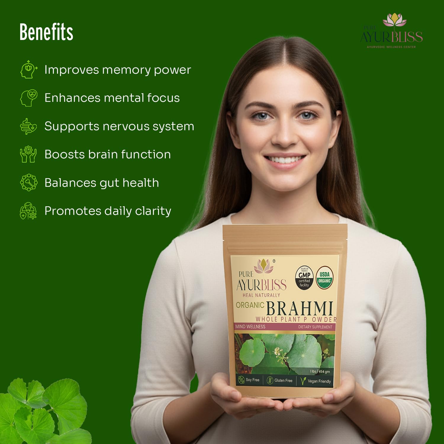 PureAyurbliss Bacopa Monnieri Herbal Supplement lifestyle scene