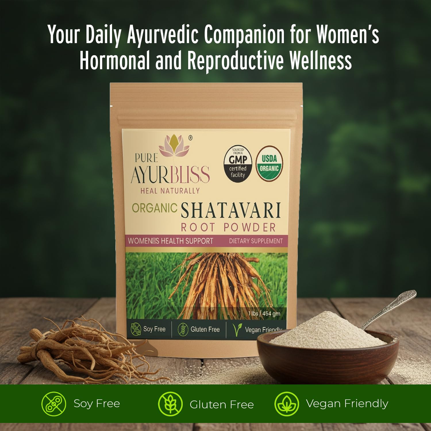 PureAyurbliss Shatavari Powder 454g back view