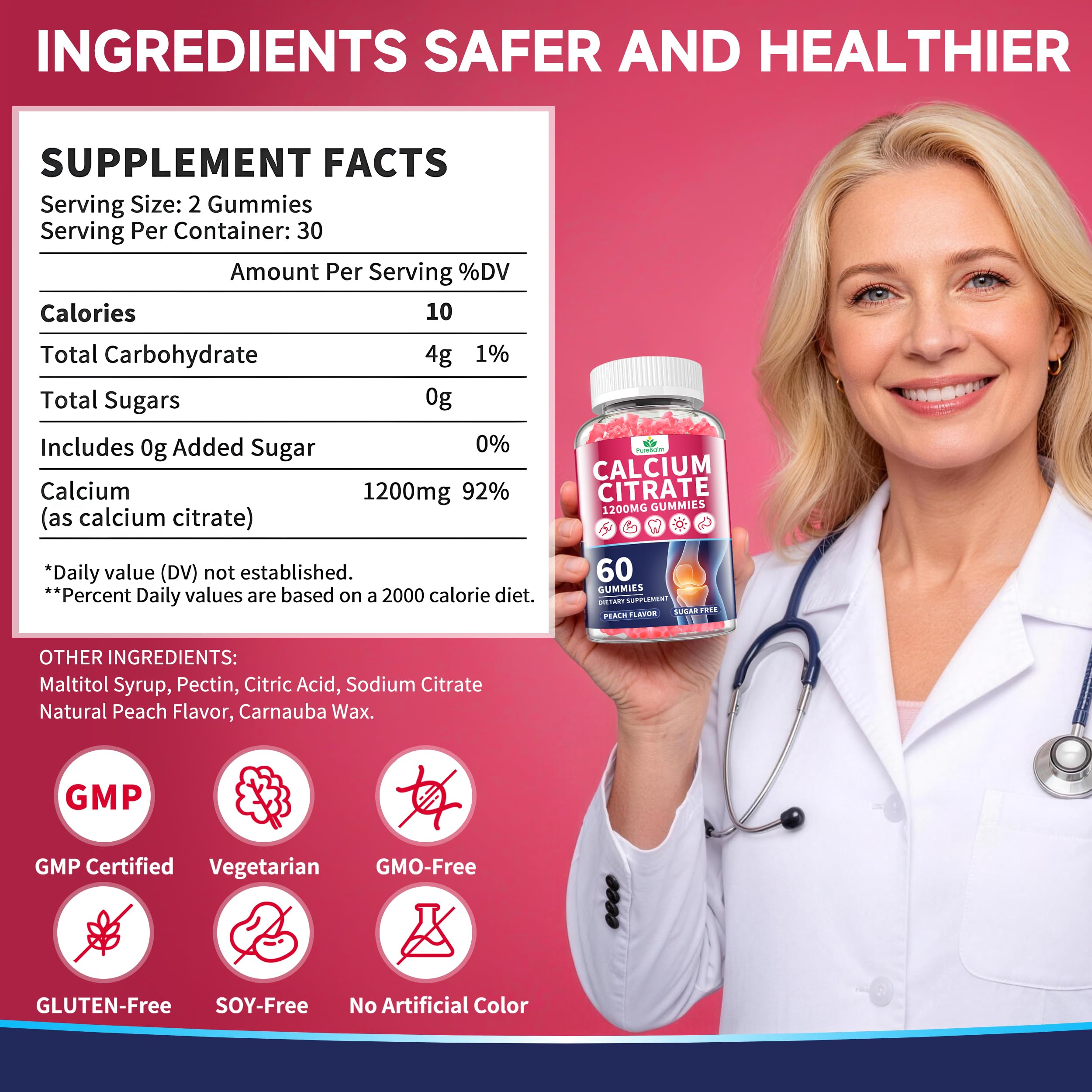 PureBalm Calcium Citrate Gummies close-up of gummies