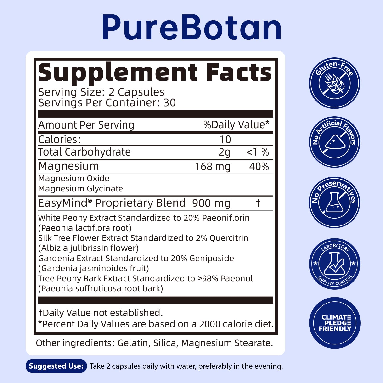 PureBotan Magnesium Sleep Aid 36g side view showing capsule