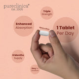pureclinica Collagen Supplement tablets in hand