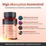 pureclinica High Absorption Resveratrol 1000mg tablet back view