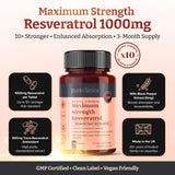 pureclinica High Absorption Resveratrol 1000mg tablet bottle side view