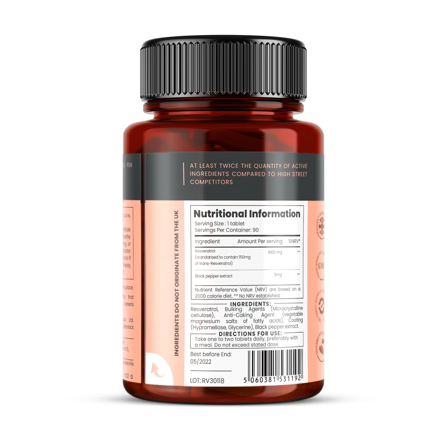 pureclinica High Absorption Resveratrol 1000mg tablet in hand
