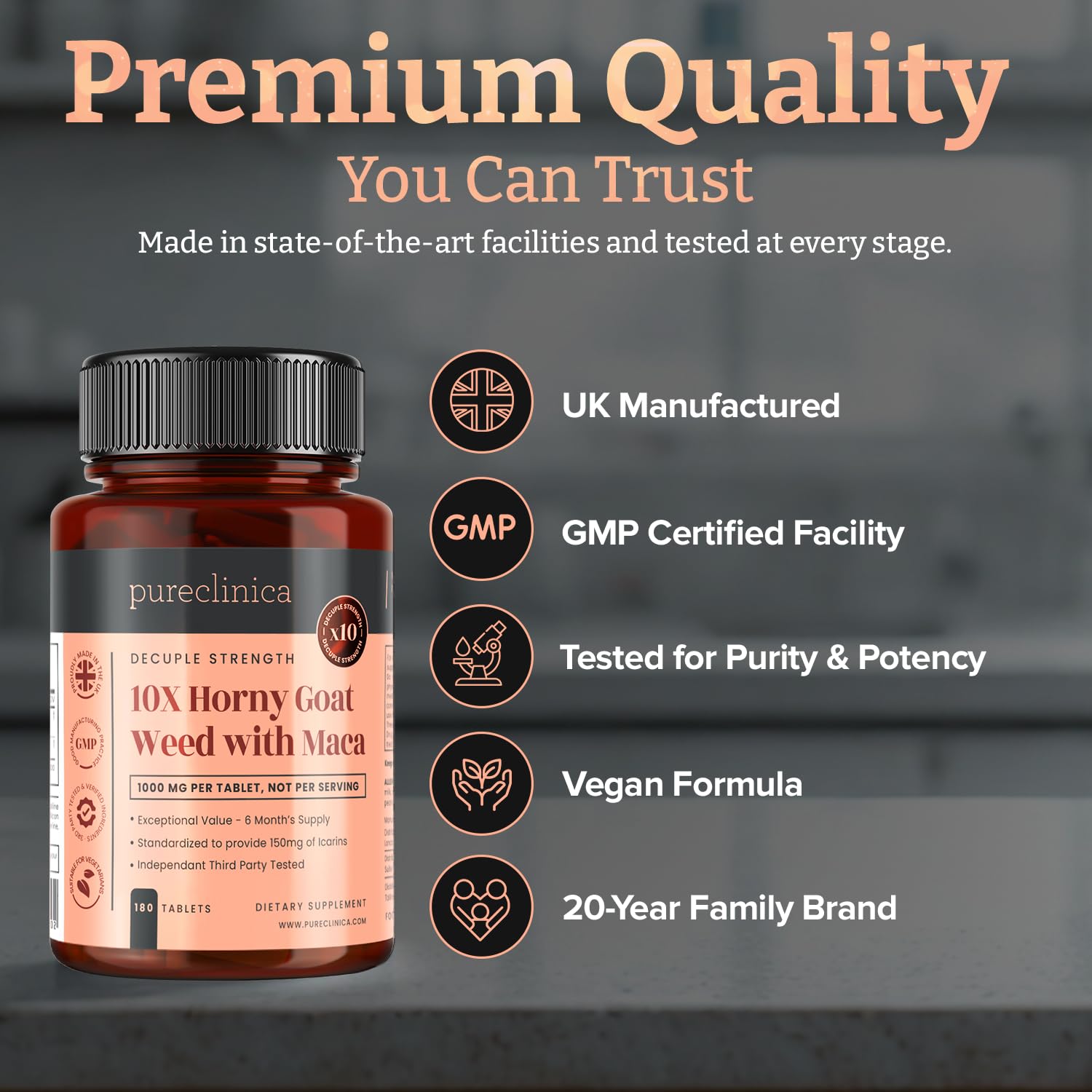 pureclinica Horny Goat Weed 750mg supplement ingredients list