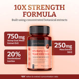 pureclinica Horny Goat Weed 750mg supplement tablet on a wooden surface