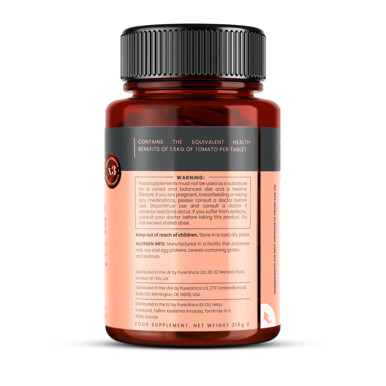 pureclinica Lycopene Supplement tablet close-up