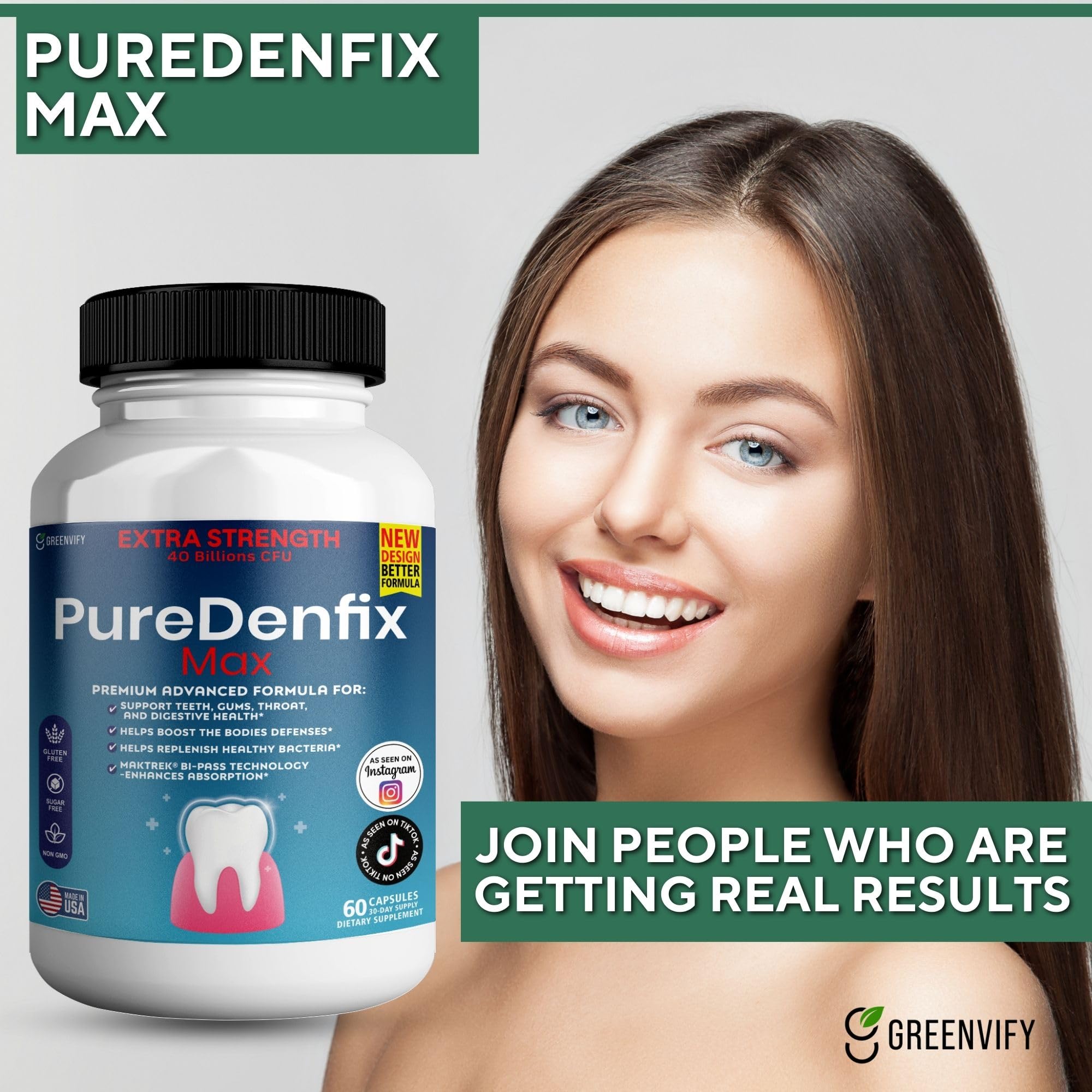 PureDenfix Max Advanced Probiotic 40 Billion CFU close-up of capsules