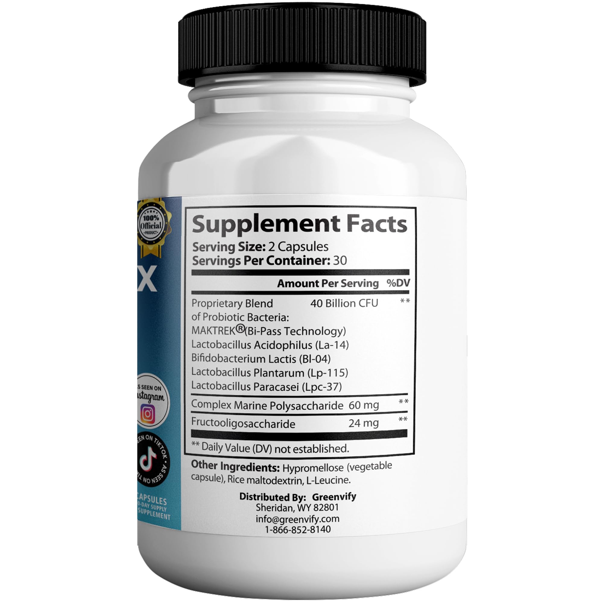 PureDenfix Max Advanced Probiotic 40 Billion CFU side view