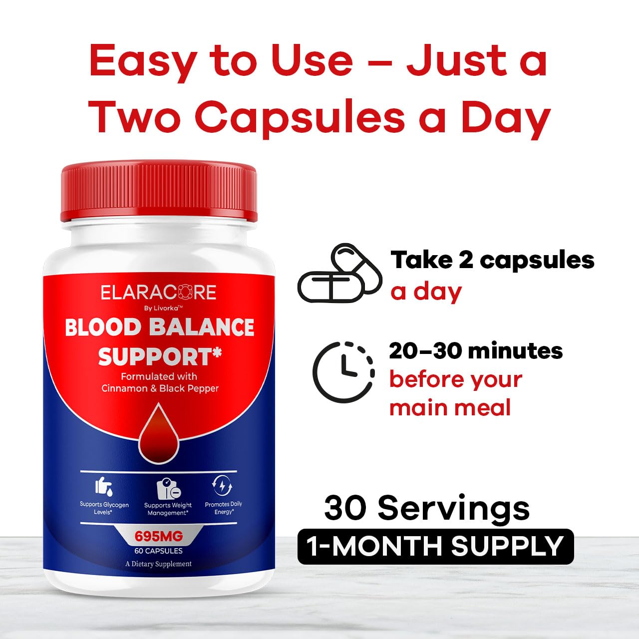 PureFight4U Elaracore Balance Support Capsules label details