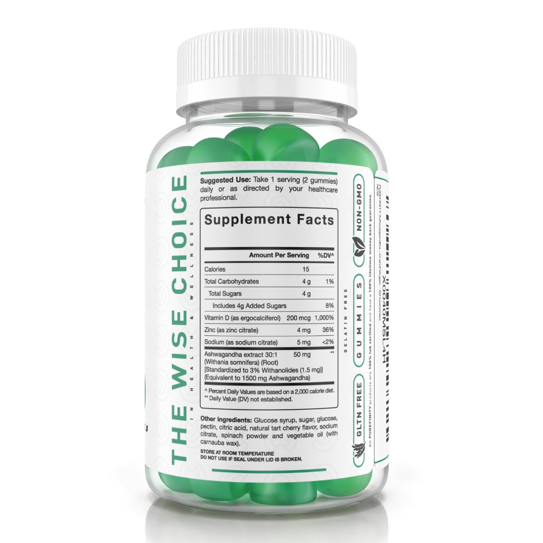 PUREFINITY Ashwagandha Gummies with a measuring spoon
