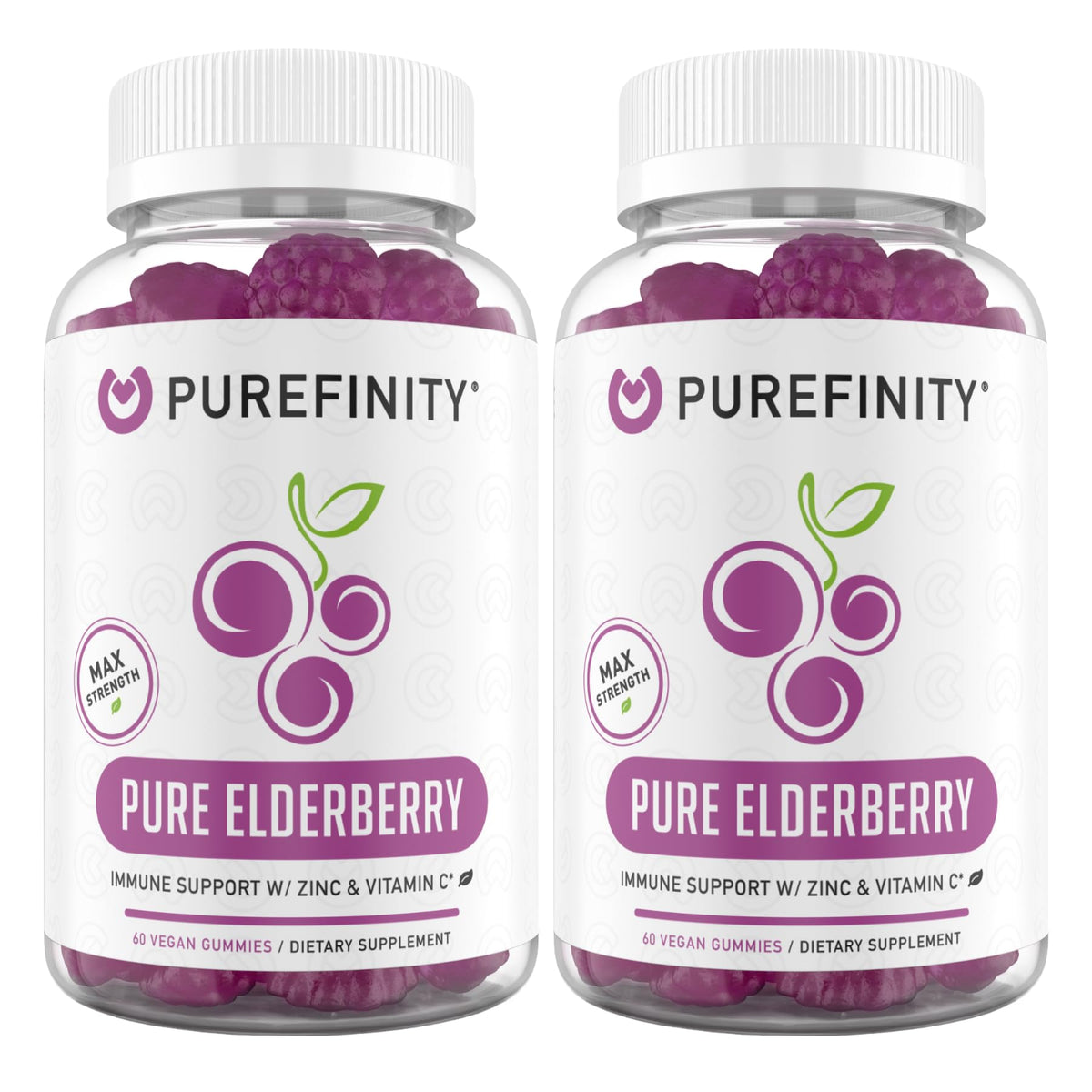 PUREFINITY Elderberry Gummies front view with packaging