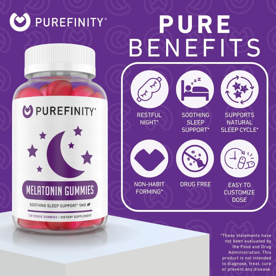 PUREFINITY Kids Melatonin Gummies 5mg side view packaging