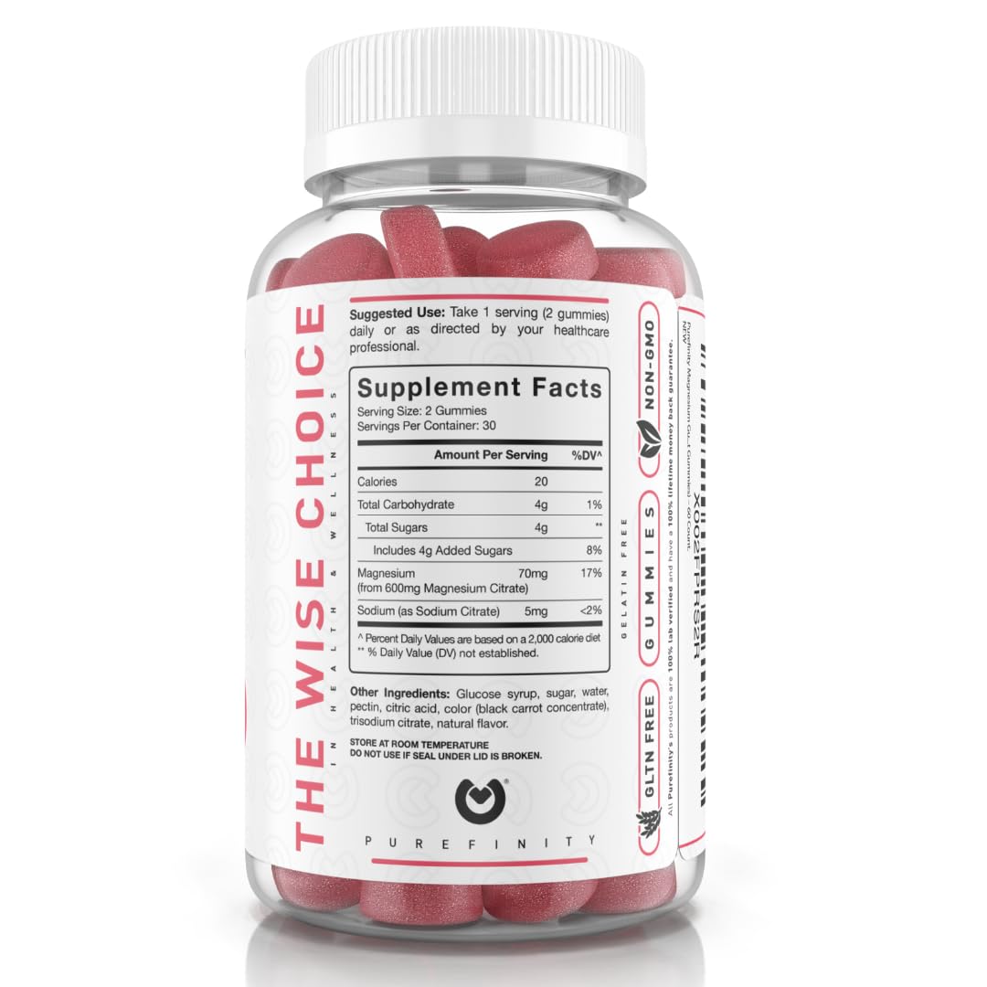 PUREFINITY Magnesium Gummies with fresh raspberries