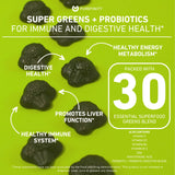 PUREFINITY Super Greens Gummies side view with nutritional information