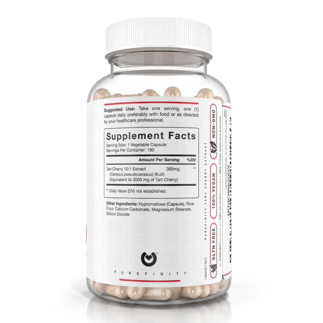 PUREFINITY Tart Cherry Extract Capsules 300mg bottle with cap