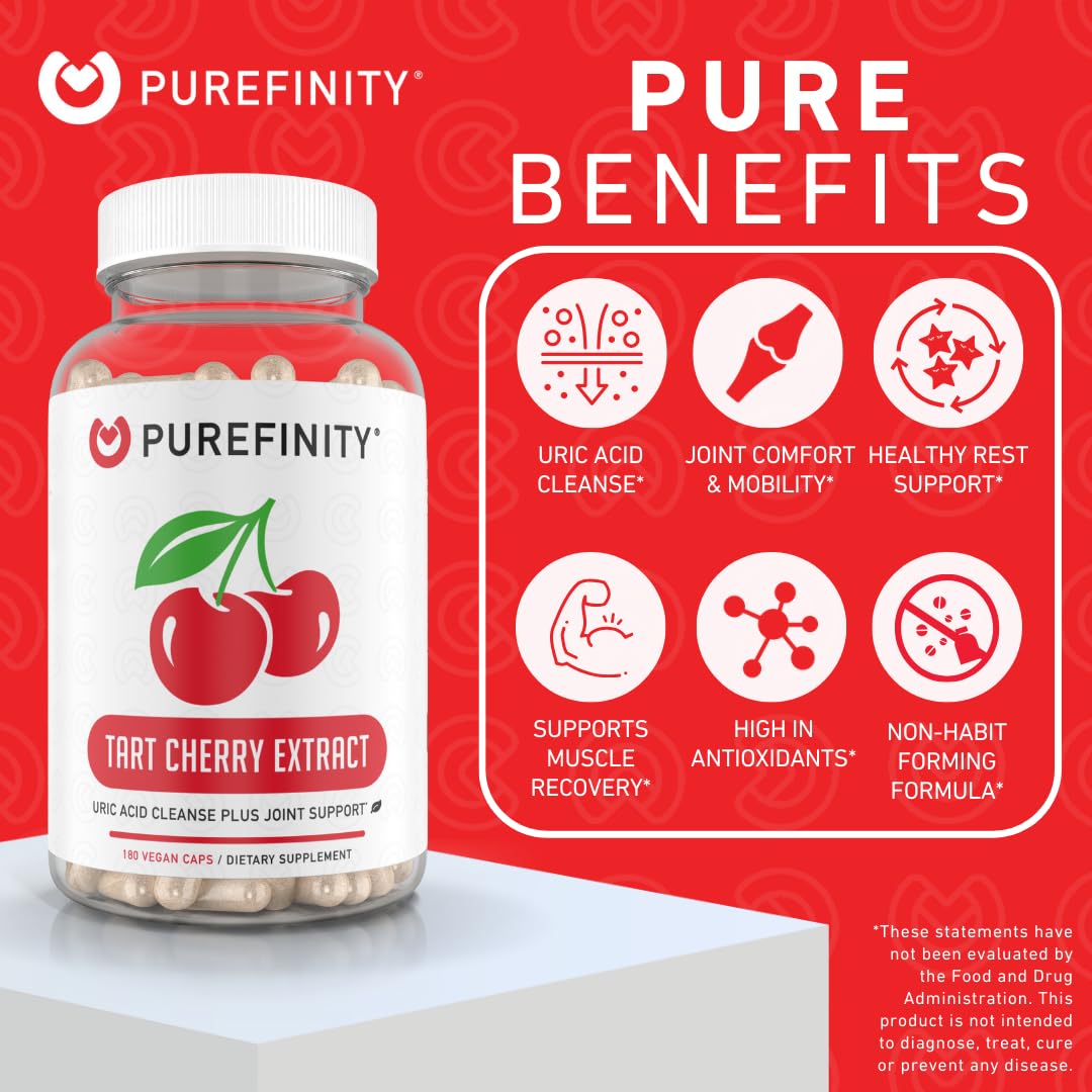 PUREFINITY Tart Cherry Extract Capsules 300mg capsules close-up