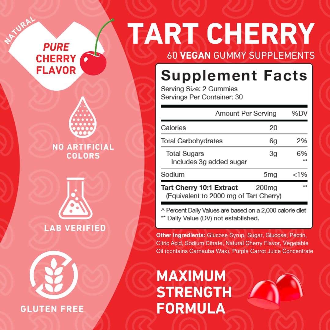 PUREFINITY Tart Cherry Gummies on a wooden table
