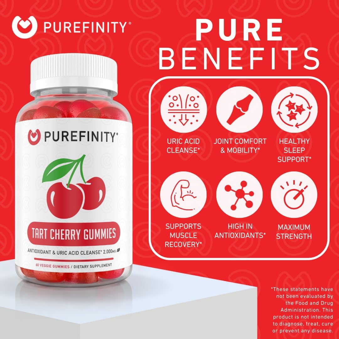 PUREFINITY Tart Cherry Gummies with dosage details