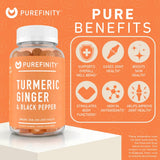 PUREFINITY Turmeric Ginger Gummies side view with nutritional information