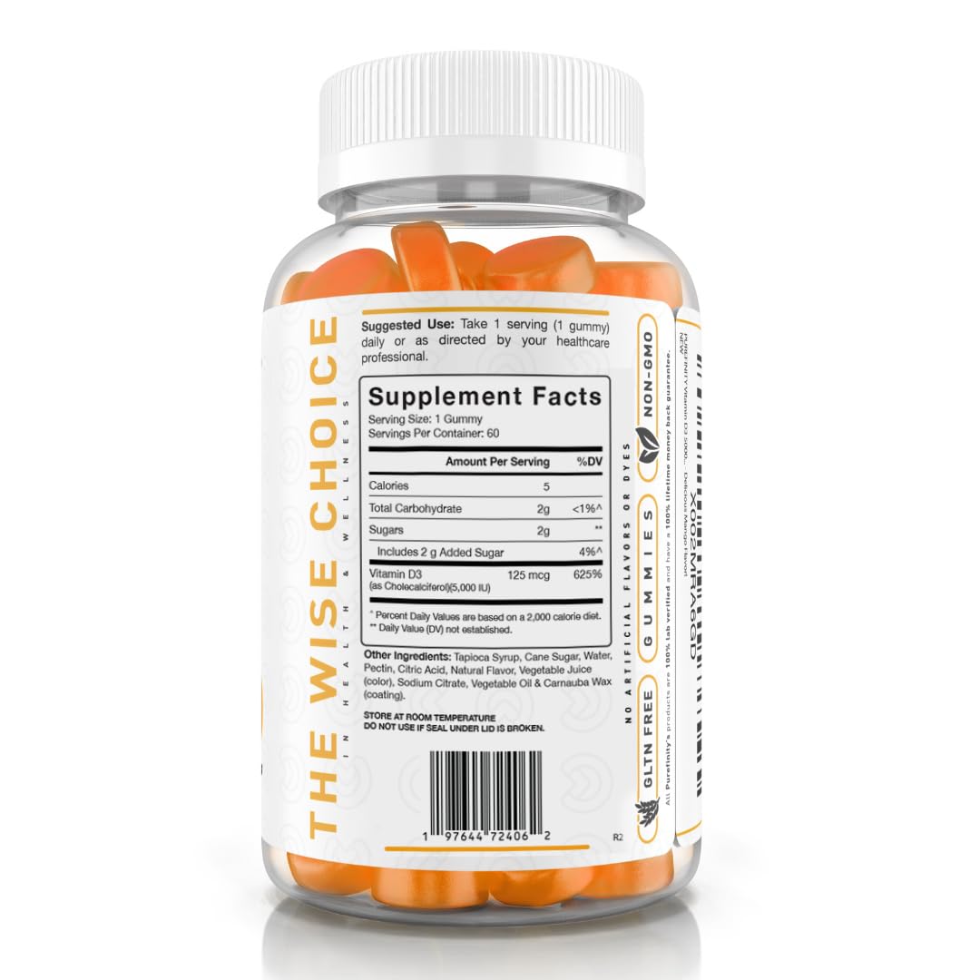 PUREFINITY Vitamin D3 Gummies with a measuring spoon