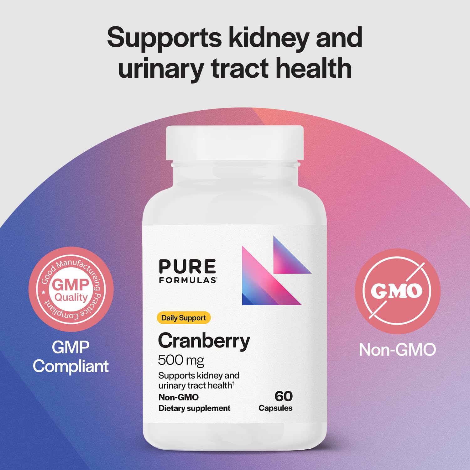 PureFormulas Cranberry 500 mg Capsules bottle with label