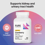 PureFormulas Cranberry 500 mg Capsules bottle with label