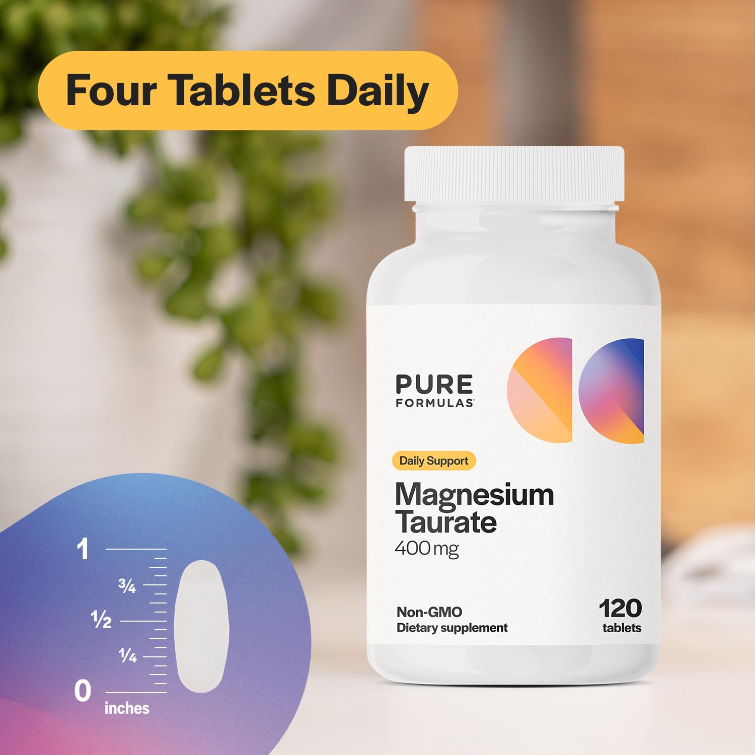 PureFormulas Magnesium + Taurine 120 Tablets with dosage instructions