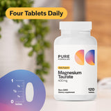 PureFormulas Magnesium + Taurine 120 Tablets with dosage instructions