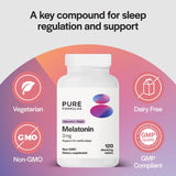 PureFormulas Melatonin 3 mg 120 Tablets close-up of tablets