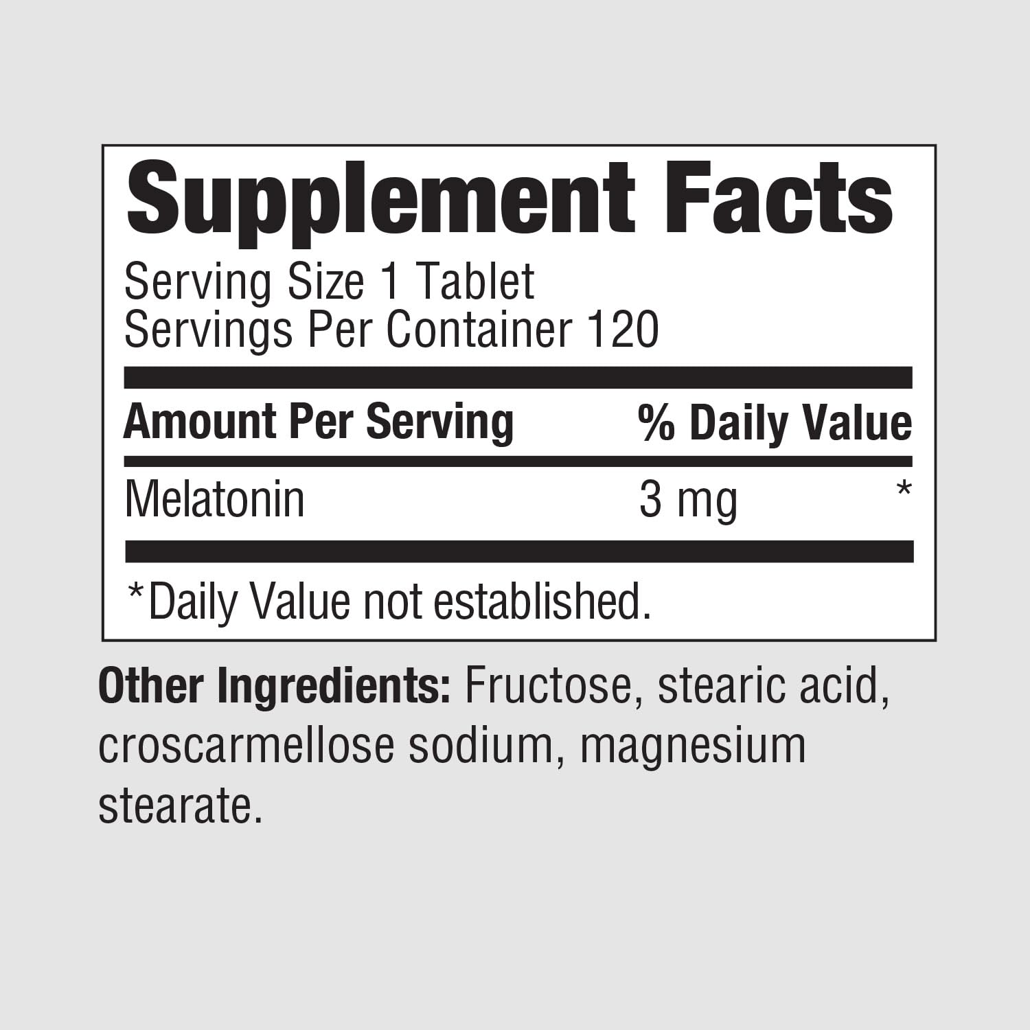 PureFormulas Melatonin 3 mg 120 Tablets side view