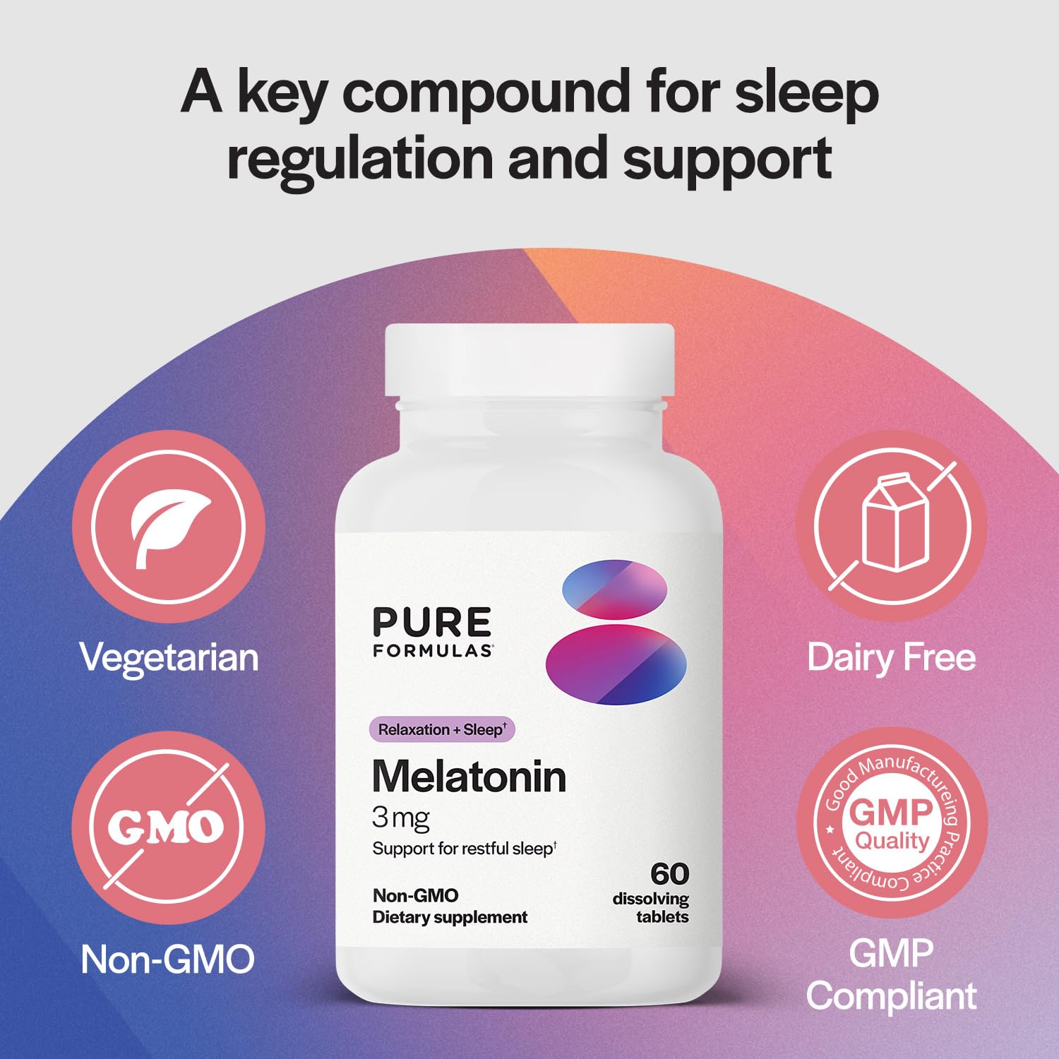 PureFormulas Melatonin 3mg Tablets back label