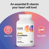 PureFormulas Niacin 500mg supplement back view