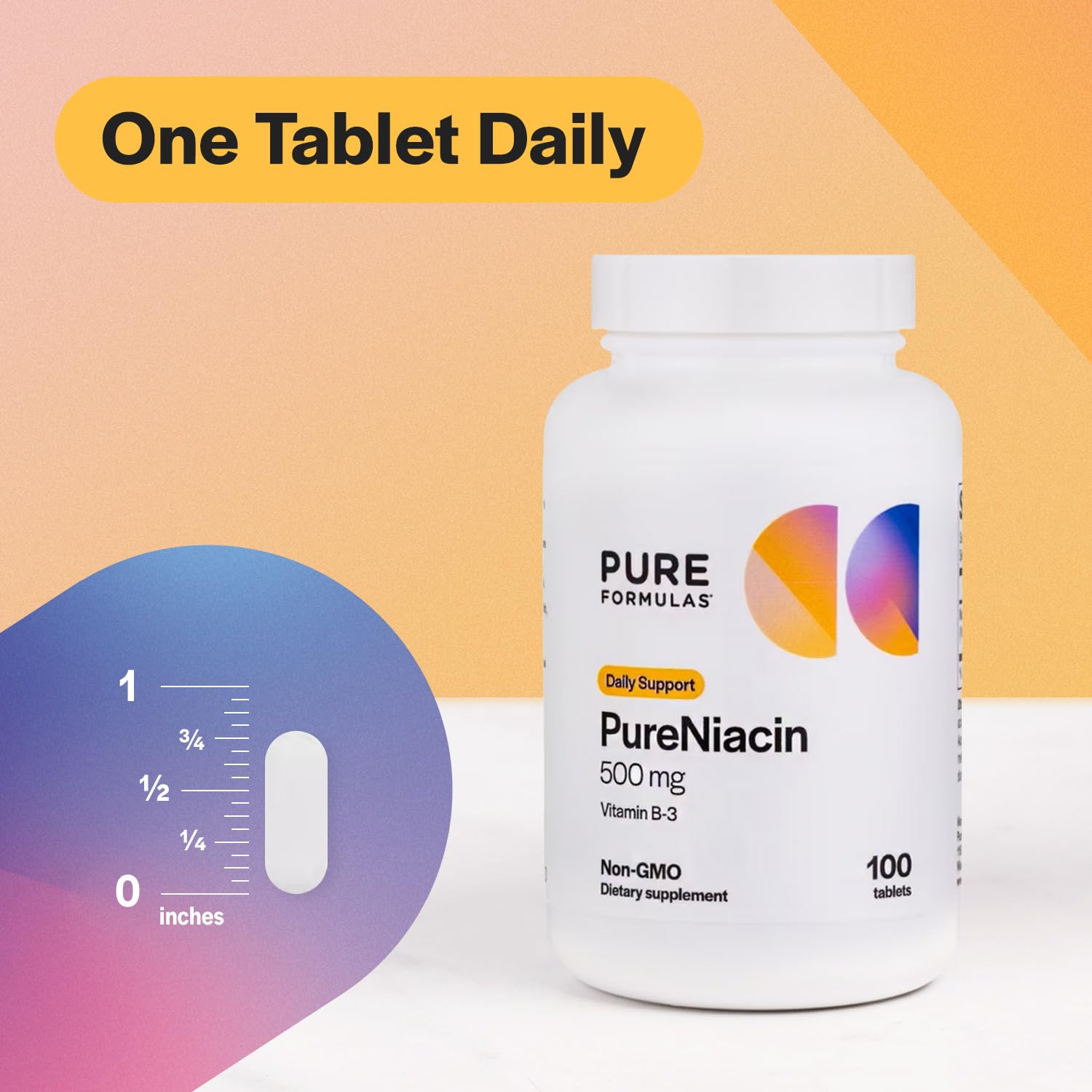 PureFormulas Niacin 500mg supplement capsule close-up