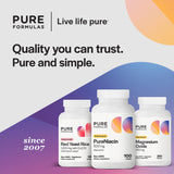 PureFormulas Niacin 500mg supplement with measuring spoon