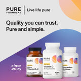 PureFormulas Vitamin D3 100 IU capsules arranged on a table