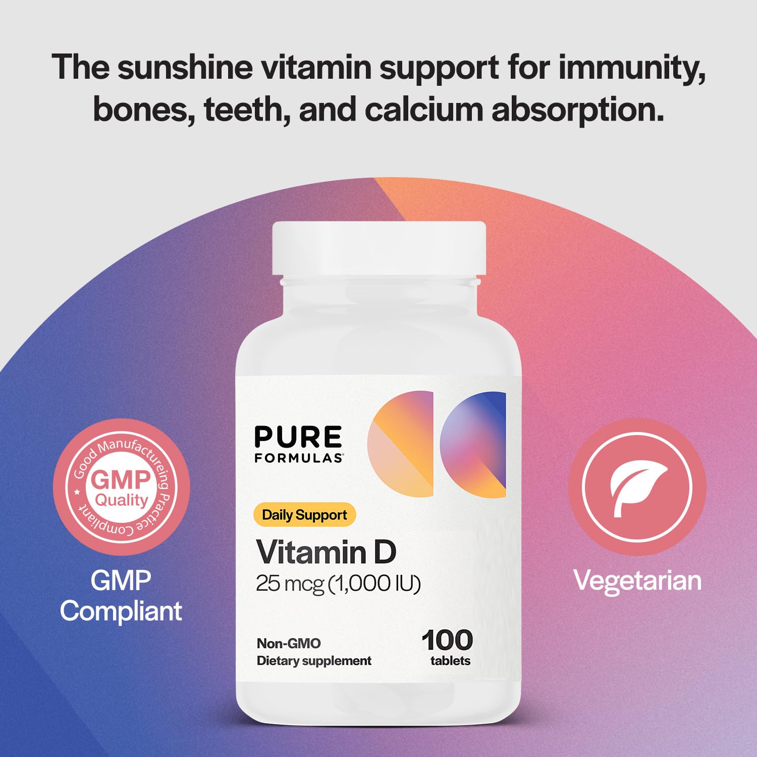 PureFormulas Vitamin D3 1000 IU capsules side view