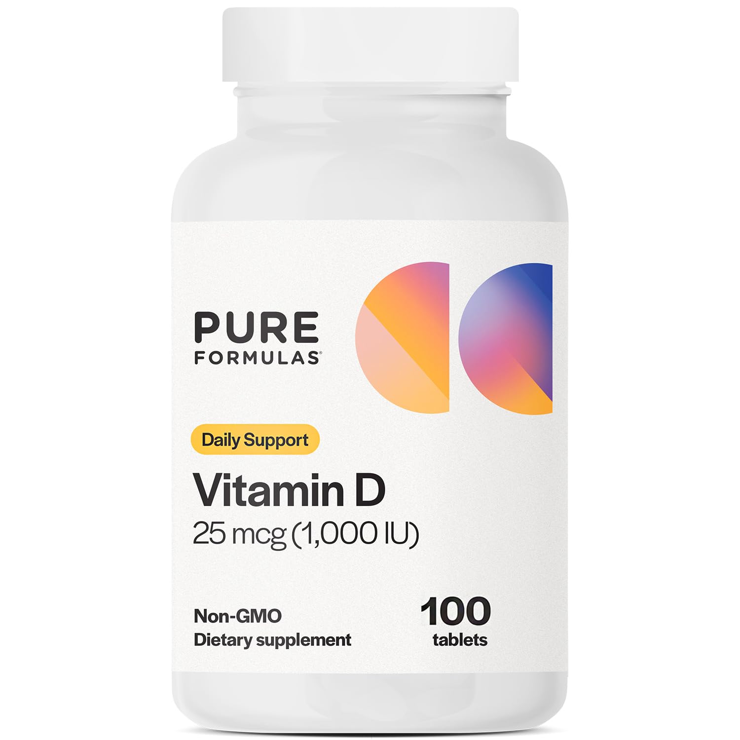 PureFormulas Vitamin D3 1000 IU vegetarian capsules front view