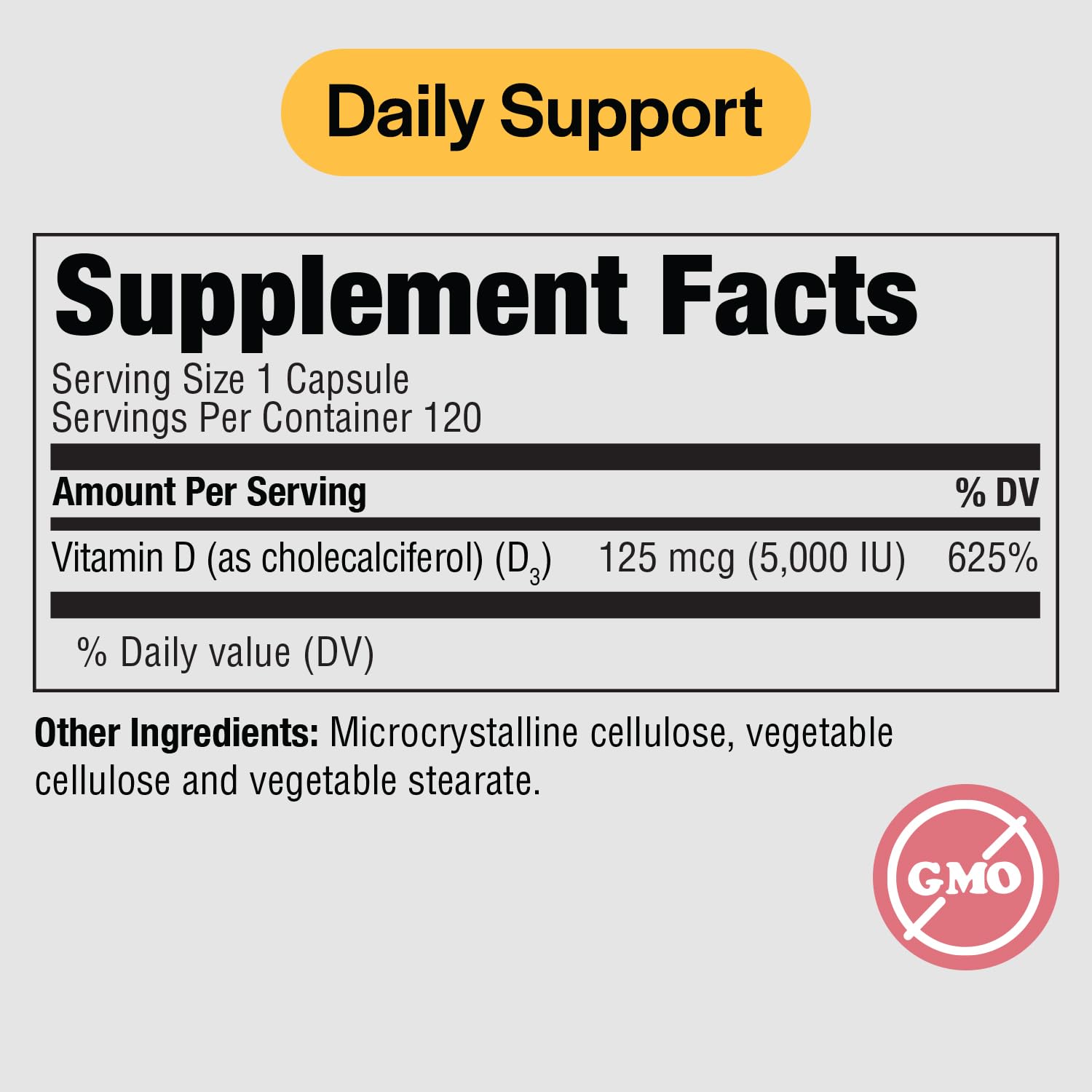 PureFormulas Vitamin D3 5000 IU bottle with 120 capsules
