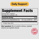 PureFormulas Vitamin D3 5000 IU bottle with 120 capsules